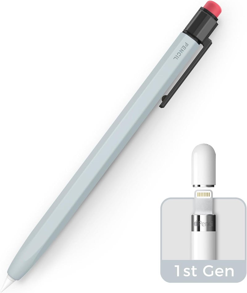 TRONWIN Apple Pencil 1st Generation Case, Silicone Pencil Sleeve Cover Perfect Grip Skin Classic Design with Sturdy Clip Compatible with Apple Pencil 1st gen for ipad (Light Blue) - Image 1